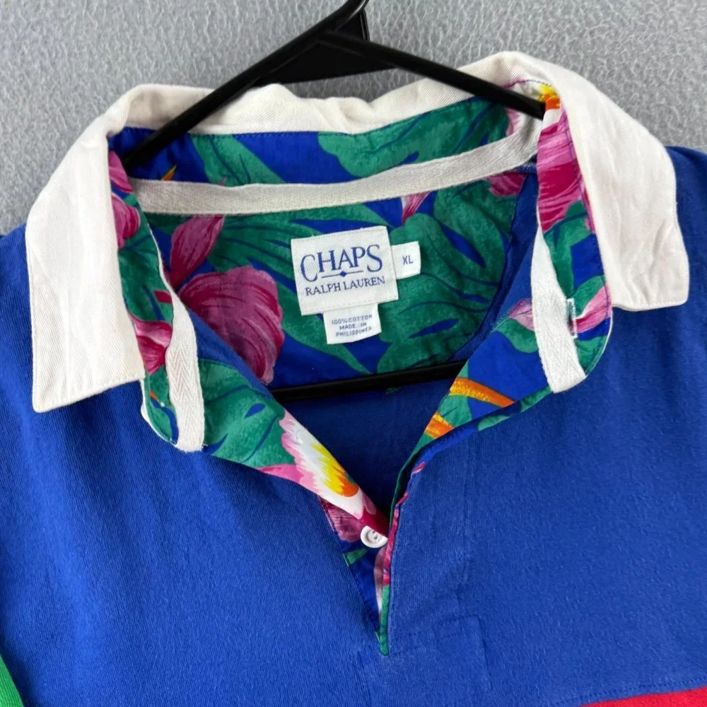 Vintage 90s Chaps Ralph Lauren Shirt Mens XL Rugby Polo Hawaiian Cotton